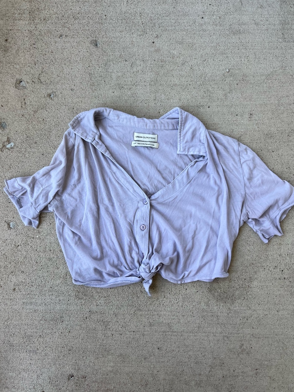 Urban Outfitters Light Lavender Tie-Front Crop Blouse